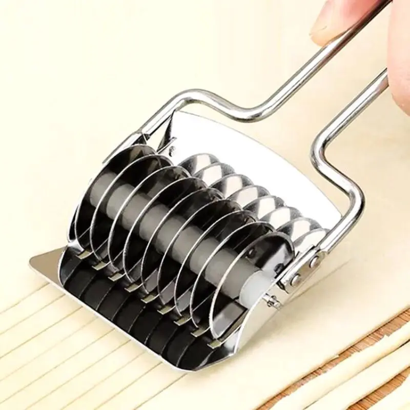 Household Manual Noodle Cutter Kitchen Tools Stainless Steel Roller Dough Cutter Cooking Tools X1