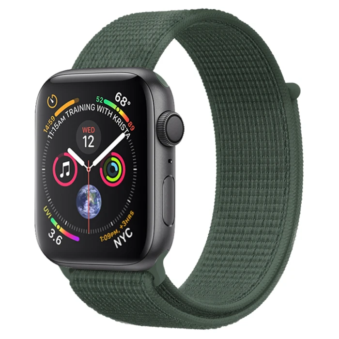 pine green Ремешок для apple watch ремешок 44 мм 40 мм дышащий нейлоновый спортивный ремешок браслет iwatch 5 4 3 42 мм 38 мм apple watch 5 4 band - Цвет ремешка: pine green