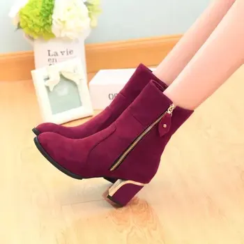 

Hot Women Boots high heels spring autumn female Boots mid-calf boots High heels shoes jeans boots western booties