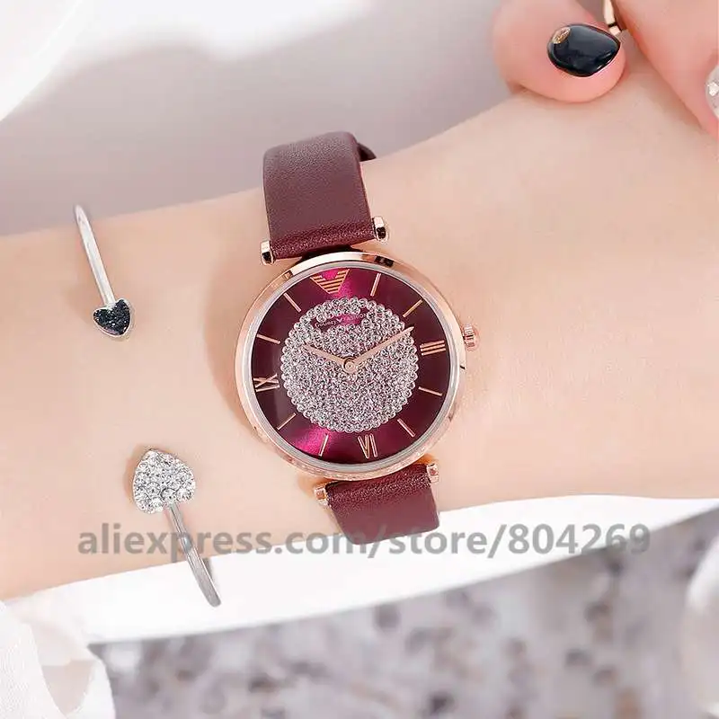 Модные Простые Женские Аналоговые кожаные кварцевые наручные часы Relogio Feminino