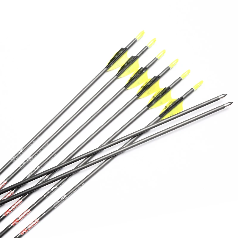 Linkboy Archery SP400-1000 30'' ID4.2mm Carbon Arrows 1.75inch Arrow Vanes Arrow Point 80gr for Recurve Bow Shooting 12Pcs (4)