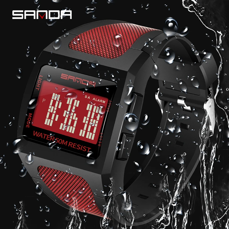 SANDA mannen Sport Horlog mannen Mode Eenvoudige Digitale Horloge mannen Водонепроницаемый светодиодный Электрический светильник Horloge Klok Reloj Hombre