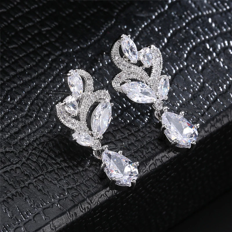 ZAKOL элегантные модные серьги-капли из камня маркиза в форме цветка груши, кубического циркония для свадьбы FSEP263