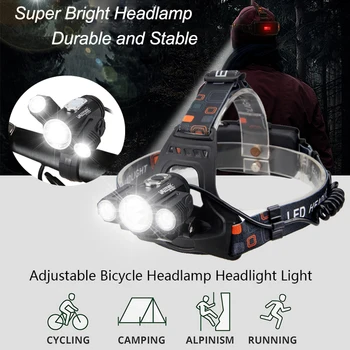 

3 x XM-L T6 2R5 LED 10000 Lumens adjustable Brightness Headlamp Aluminum Alloy Headlight For Camping/Hunting/Fishing/Hiking