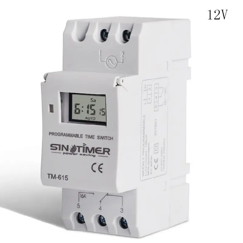 Voltage 12V TM615 12/24/110/220 В таймер 7 дней 24 часа программируемый ЖК-дисплей реле времени A5YD - Color: Voltage 12V
