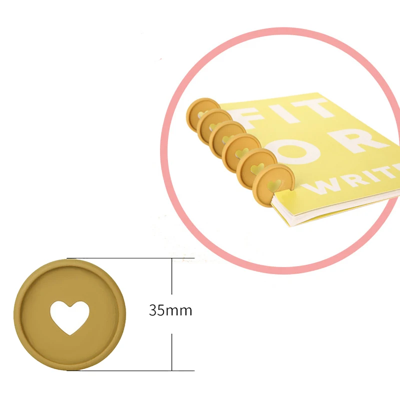 

100PCS 35MM Mushroom Hole Notebook Heart Shape Planner Disc Ring Buckle Binder 360 Degree Foldable Binder School Accessories