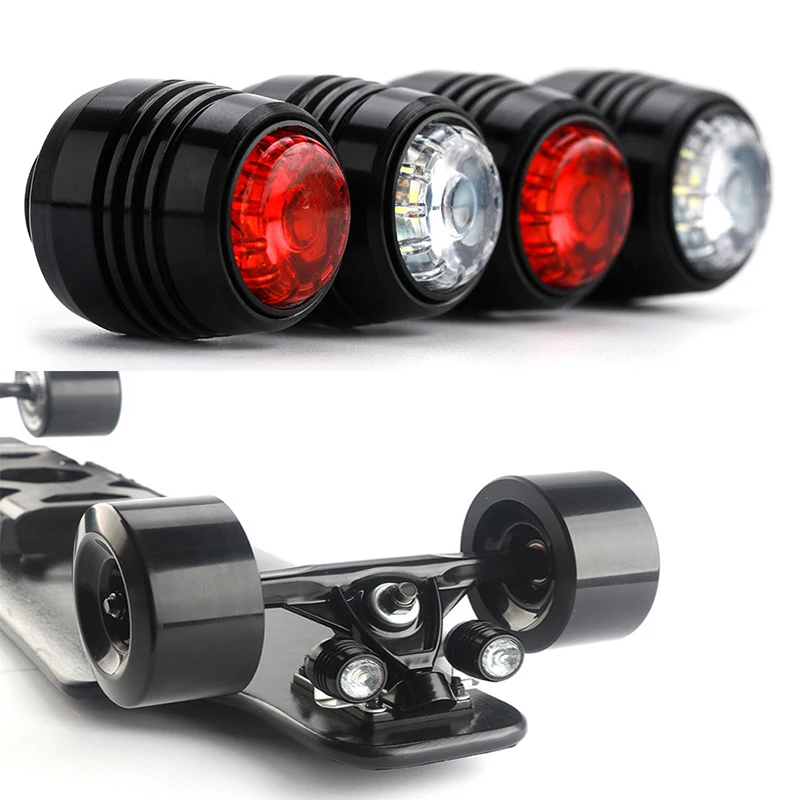 2 пары светодиодный фонарь для скейтборда, светодиодный задний фонарь, сигнальные огни для ночного катания, Лонгборд, скутеры, Велоспорт