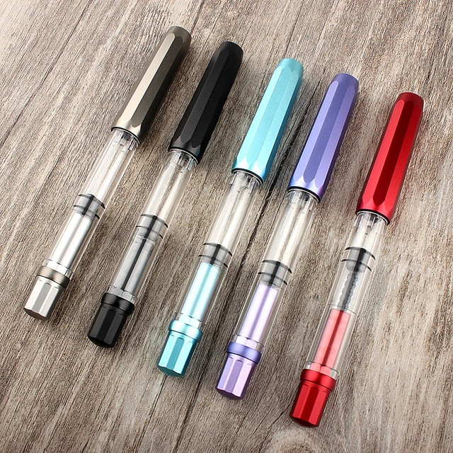 Gold Clip Transparent Fountain Pen Plastic 0.38mm 0.5mm Colored Ink Pens  Stationery for Student