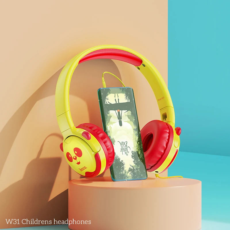 W31 Childrens 3.5MM Jack Wired headsetsHeadphones With Microphone 85dB Over-Ear Cartoon Earphones For Kids | Электроника