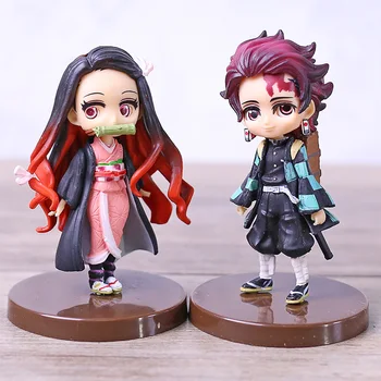 

Kimetsu No Yaiba Kamado Tanjirou & Nezuko PVC Figures Q Version Demon Slayer Model Toys 2pcs/set