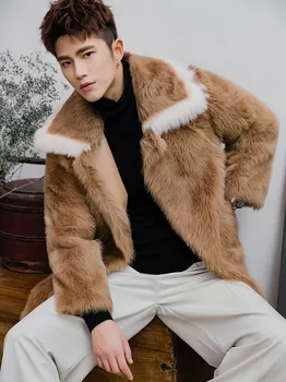 

Winter Real Fur Coat Men Genuine Leather Jacket Natural Sheep Fur Coats Long Shearling Jacket Men Clothes 2020 V19131 KJ3333