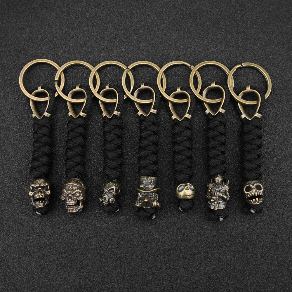 Weave Brass Punk Skull Knife Beads Paracord DIY Hang Pendant