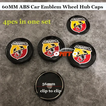 

Hot selling 60mm 2.36inch ABS Car Wheel hub Caps for Abarth Logo Badge Emblem Car Rims Wheel Center Covers 4PCS/SET