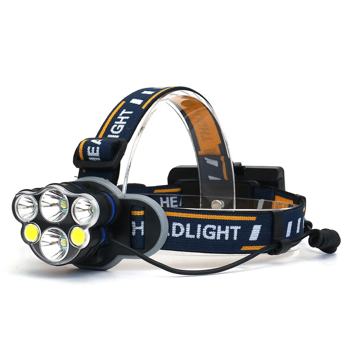 Super Bright LED Headlamps Rechargeable 15000Lm 2T6+2xQ5+2xCOB Headlight USB Camping Fishing Head Lantern With USB Cable