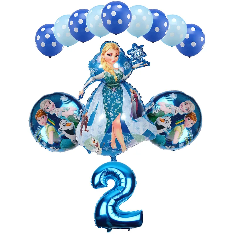 Two years ol 6 шт./компл. Эльзы и принцессы Анны из мультфильма «Холодное сердце» гелия Фольга воздушные шары на день рождения праздничные украшения: воздушные шары 32 дюймов синий номер шт/уп, Комплект Высокое качество - Цвет: Two years ol