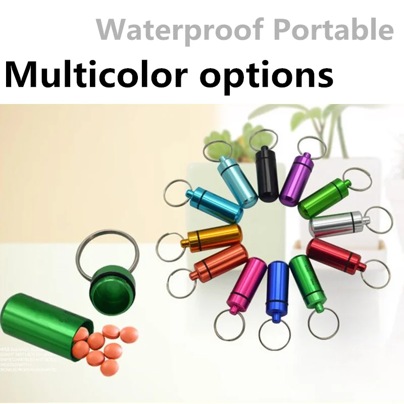 New Waterproof Aluminum Pill Box Case Bottle Drug Holder Container Keychain Medicine Camping Equipment Portable Gadget | Красота и