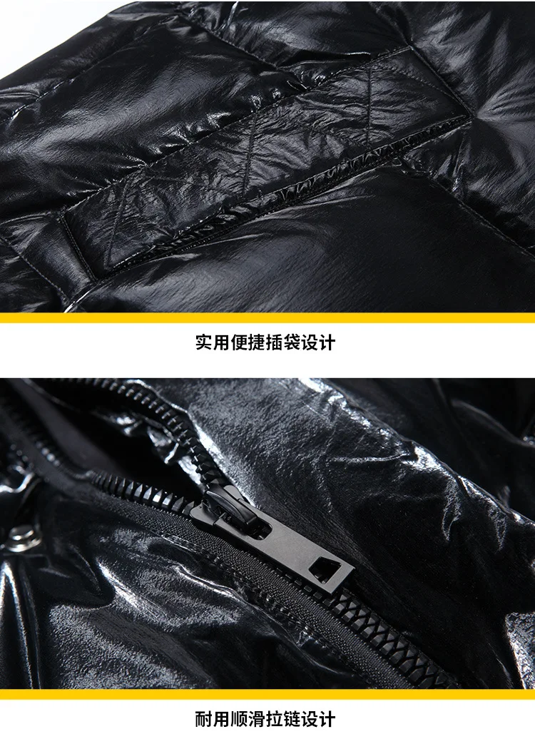 New Style Popular Brand Handsome Workwear down Jacket Men's Mid-length Fashion Hooded Coat Winter White Duck down Overcoat