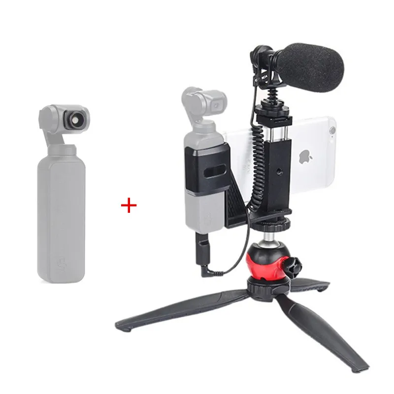 4 PCS Set As Picture Набор держателя телефона EACHSHOT для DJI OSMO Pocket с 1/4 винтовым отверстием для холодной обуви, чтобы включить аксессуары штатив для микрофона видео свет - Цвет: 4 PCS Set As Picture