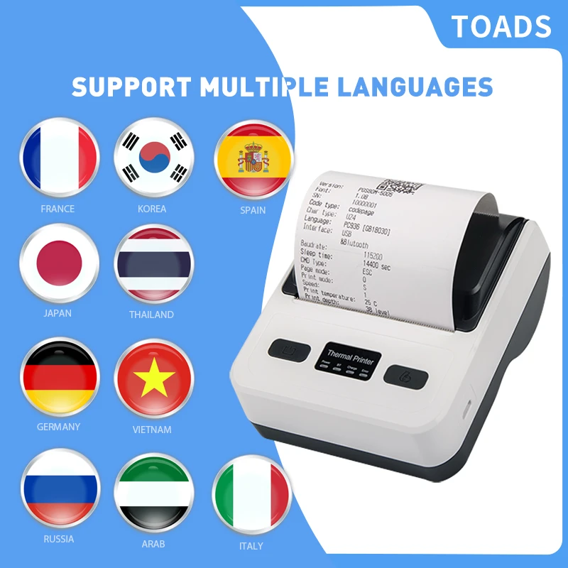 mini thermal printer bluetooth 80mm Portable Mini Printer Type-C Bluetooth-Compatible With Phone & Computer Wireless Mobile Phone Thermal Printer For POS Bill mini sprocket printer