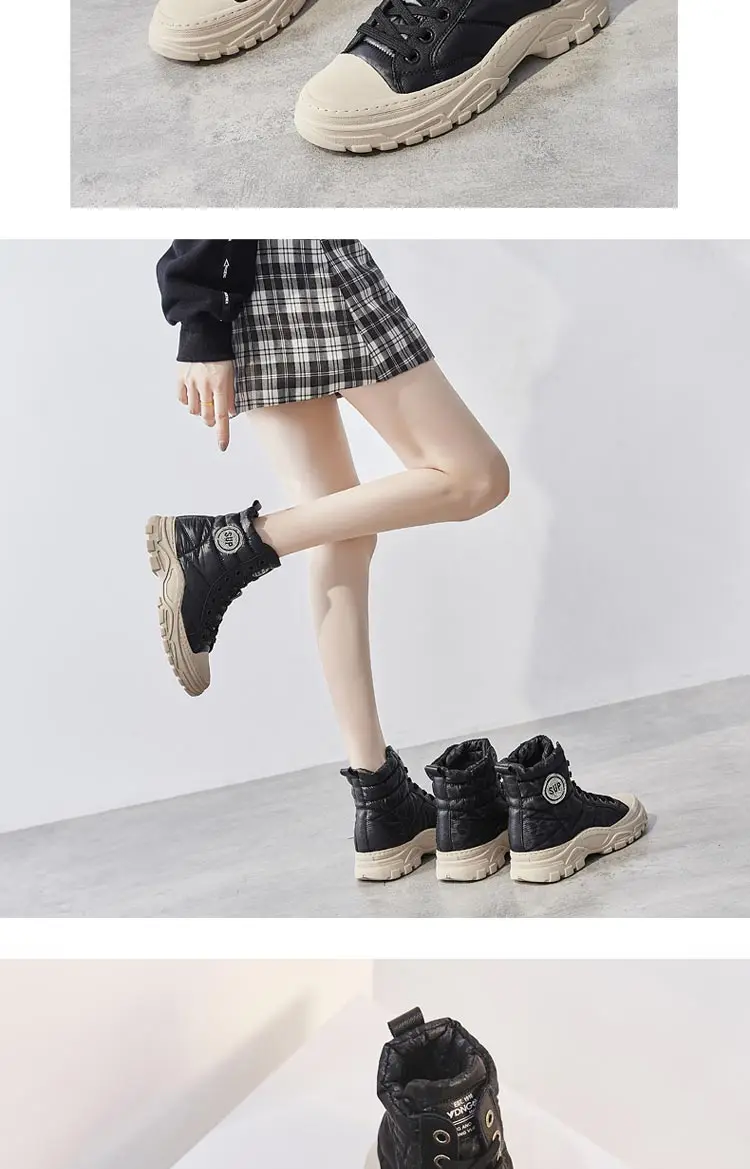Snow boots female winter new British wind Martin down cloth plus velvet warm wild thick bottom non-slip casual shoes
