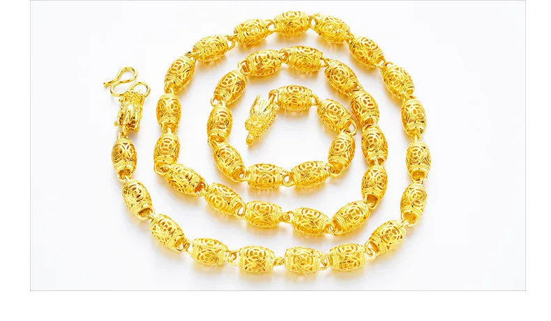

Plated Imitation Gold Men Leading Plated Gold Imitation Gold Chain Hollow out long tou lian Olive Beads Necklace Ornament Men Gi