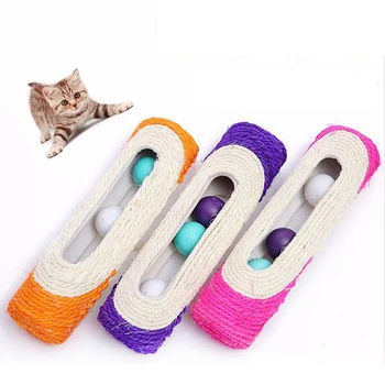 

1pc Sisal Woven Drum Cat Grab Toy Roller With 3 Ball Cats Interactive Toys Cat Scratching Products random