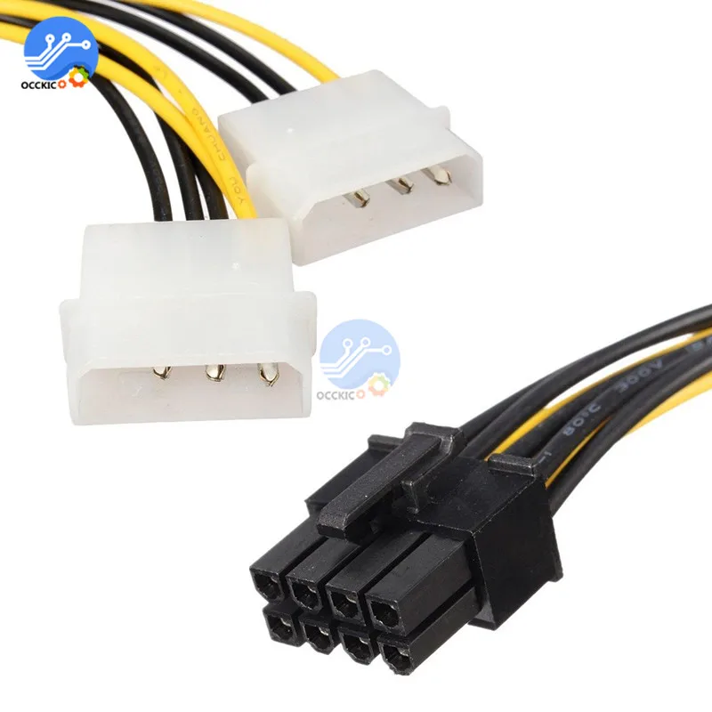 Двойные разъемы Molex LP4 4 Pin к 8 PCI E Express конвертер адаптер кабель питания провод|pin 8|pin