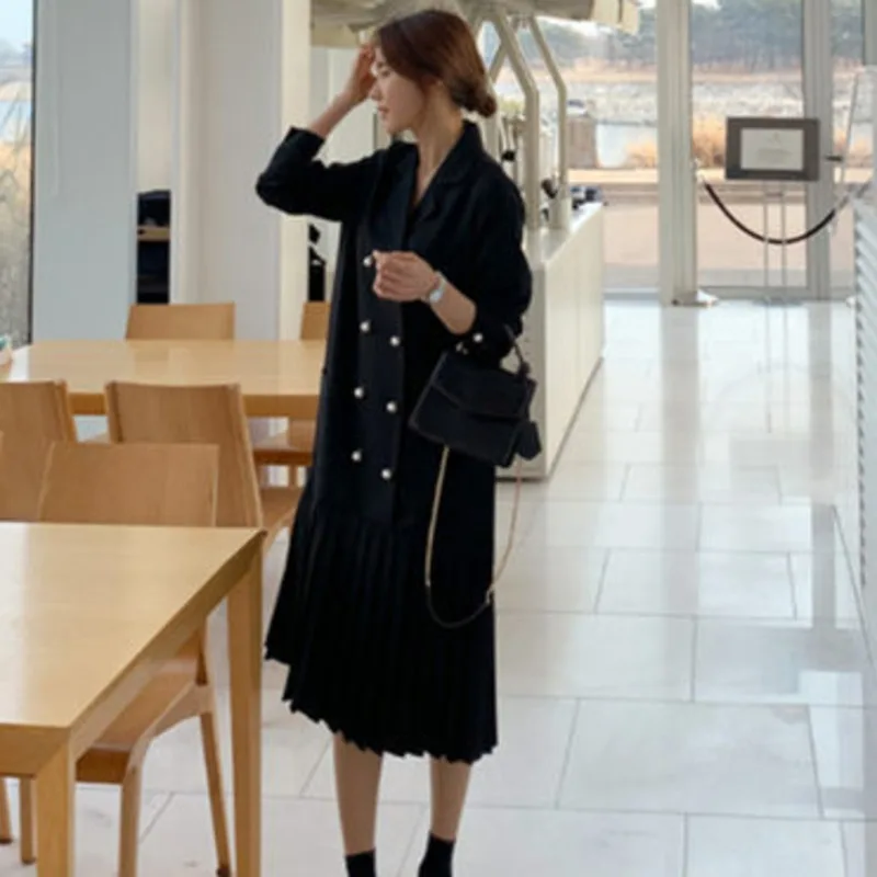 Женское шифоновое платье LANMREM однотонное платье-блейзер средней длины с отложным