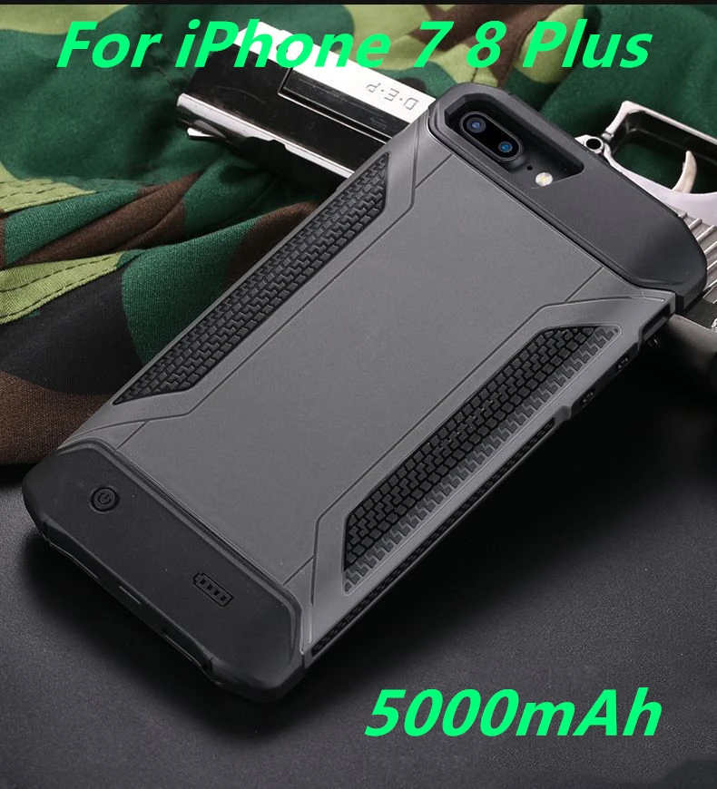 Чехол для аккумулятора 4000/5000 мАч для iPhone 6 6S 7 8 Plus power Bank Charing Cases Armor Backup тонкая батарея зарядное устройство чехол задняя крышка - Цвет: I7P 8P-Gray