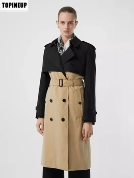 

Famous Design ladies Patchwork Trench overcoats , Ladies Luxury Fashion windbreaker outerwear