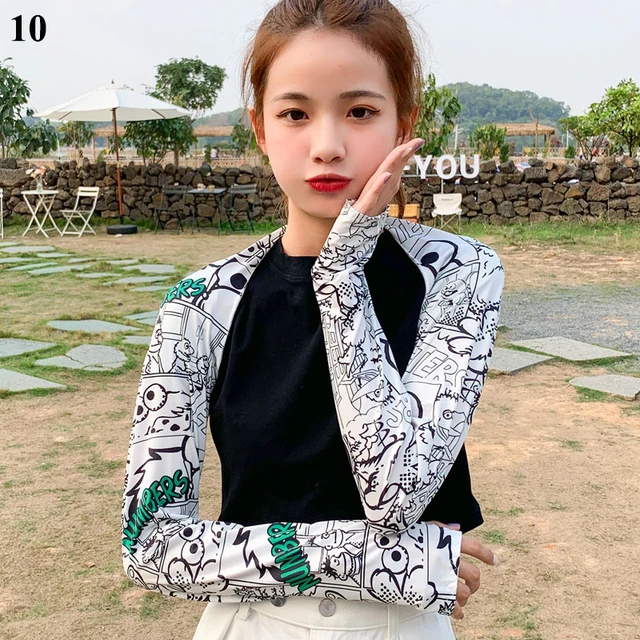 long fake sleeves Scar Cover Gloves Fake Sleeve Foldable Siamese Sun Protection Elbow Cuff Arm Cover Driving Arm Warmers Sleeves cartton 2