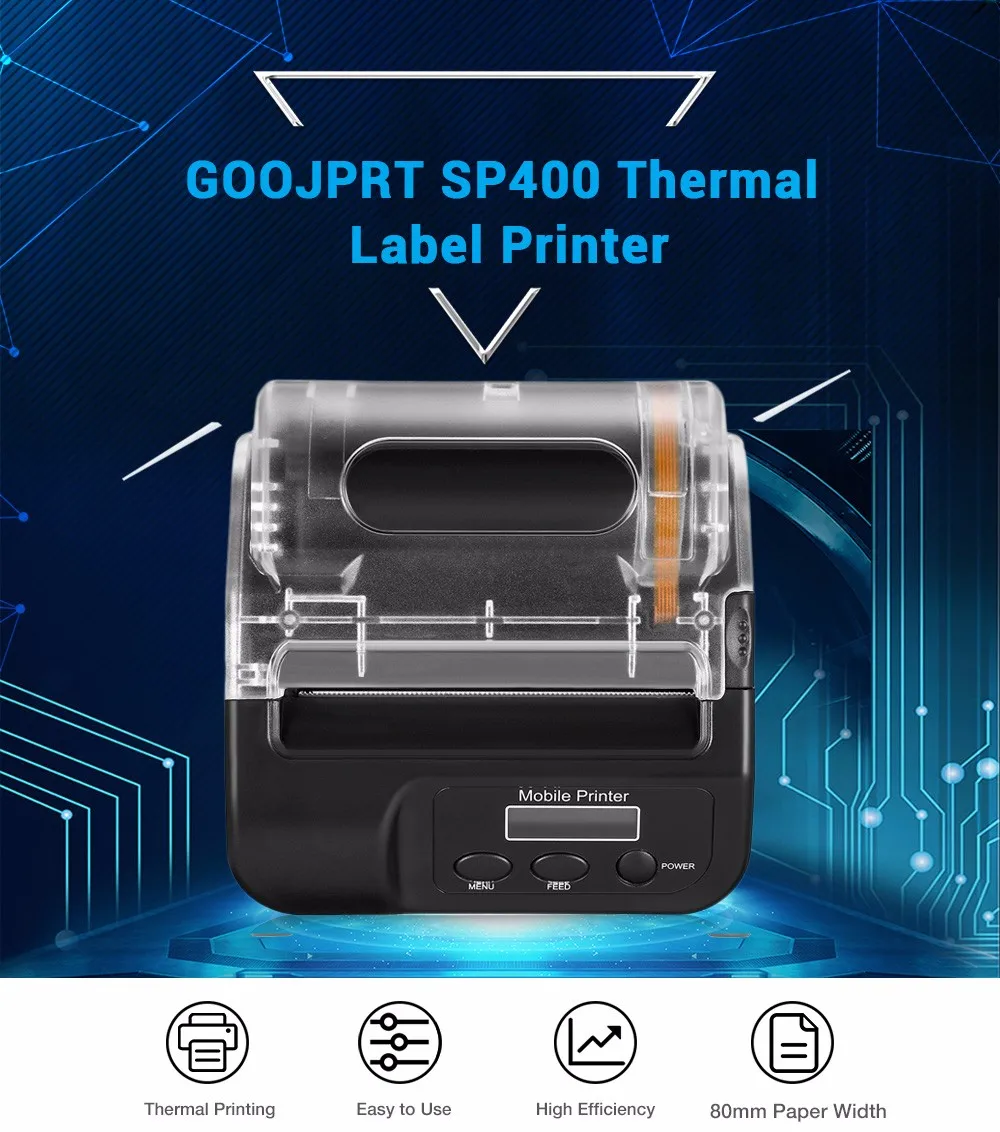 GOOJPRT SP400 80 мм Bluetooth термопринтер этикеток беспроводной портативный Чековая печатная машина USB порт для Windows Android IOS