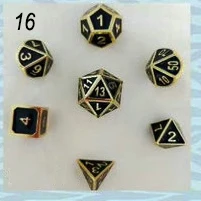 Металлические кости dnd Набор кубиков rpg многогранные Твердые подземелья и дракон настольные игры цинковый сплав зеленый цифровой d& d кости 7 шт - Цвет: 16