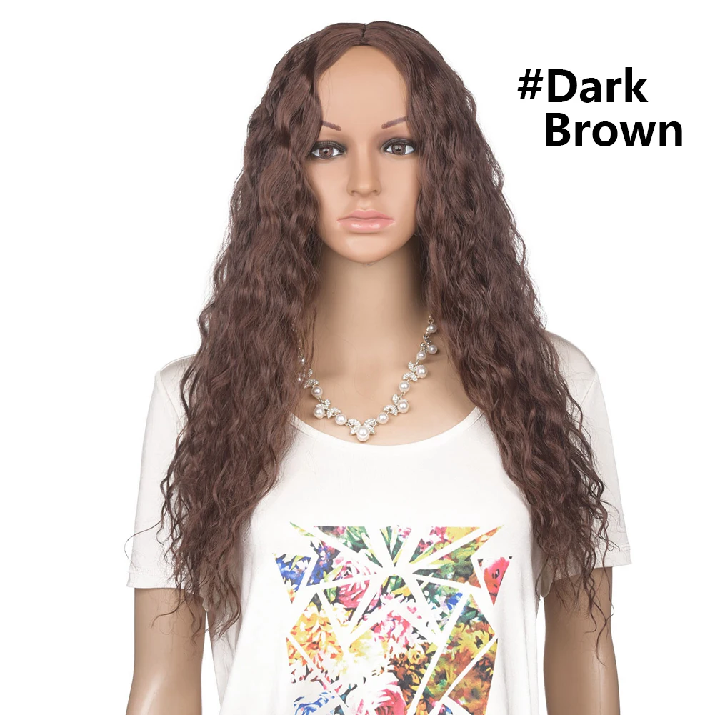 Кудрявые синтетические парики для черных женщин длинные парики для женщин синтетический волнистый парик 130% плотность 30 дюймов Синтетические Кудрявые Парики - Цвет: Dark Brown