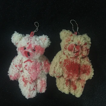 

Halloween Bloody Bear Key Chains Funny Horrible Doll Key Bag Accessories Gifts For Women Men Unique Fashion Unisex Jewelry New