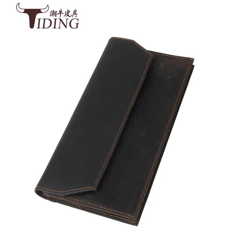 

Tiding Genuine Leather Import Cowhide Western Style Retro WOMEN'S Long Wallet Handbag Mobile Phone Bag Wallet