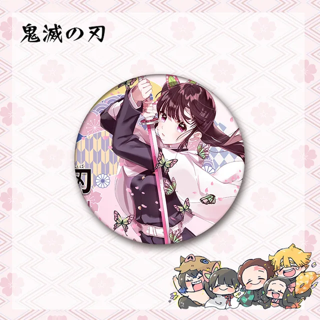 New Anime Demon Slayer 58mm Anime Tinplate Nezuko Tanjirou Butterfly Bear Badge Ornament Backpacks Bag Badges Button Brooch Pins Style-31