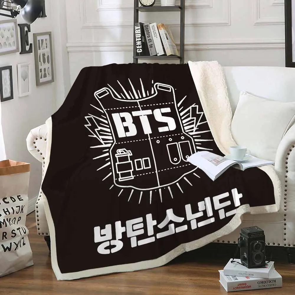 BTS02 150*200 см Bangtan мальчики коралловый флис мягкий детское одеяло Бархат детское одеяло диван кровать самолет путешествия пледы - Цвет: BTS02