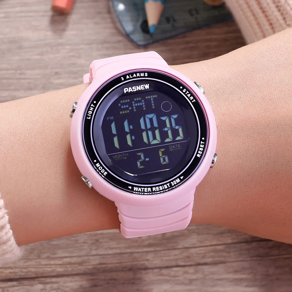 Новые спортивные водонепроницаемые женские часы для мальчиков детские часы с силикагелем модные спортивные женские водонепроницаемые цифровые часы 3 бар