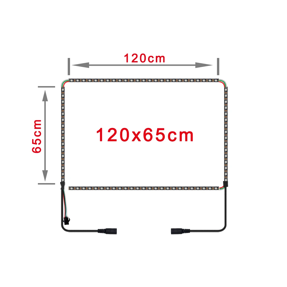 120cm x 65cm DIY Ambi светильник для устройства HDMI легко ТВ тыловая подсветка ws2812b ТВ динамический прокладки СИД светильник 4K HD ТВ монитор 40-80 дюймов ТВ - Испускаемый цвет: 120cm x 65cm