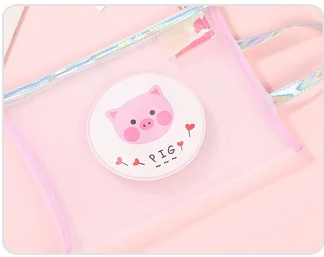 AngelHere Store, 1 шт./партия, Kawaii, сумка для файлов, корейская девочка, поросенок с сердцем, прозрачная сумка для информации, Канцтовары офисный школьный пакет, поставка - Цвет: 3