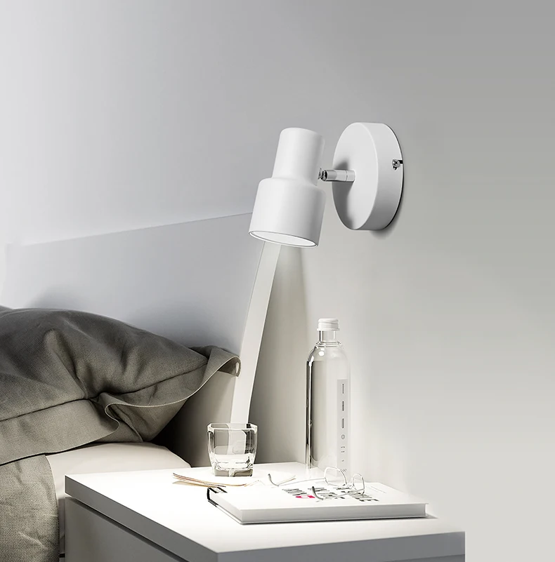 

Modern Nordic Spotlight Wall Light Creative Personality Wrought Iron White lustre Led light E27 Mirror Headlights Led Rotating