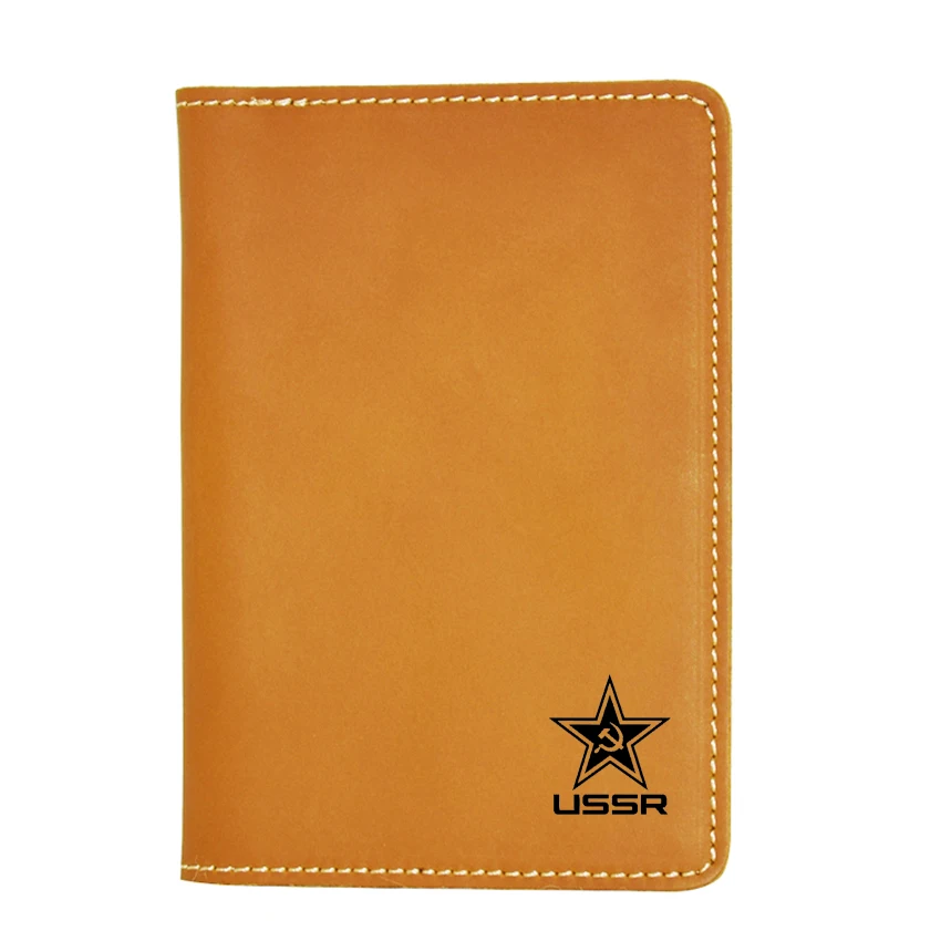 Yellow passport cove Россия, СССР, Звездный кошелек для паспорта, для мужчин и женщин, держатели для кредитных карт с выгравированным изображением, чехол для путешествий, кожаный чехол для паспорта - Цвет: Yellow passport cove