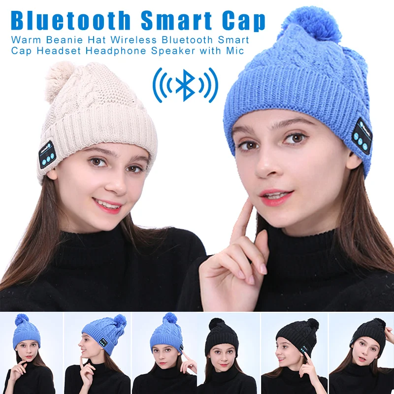Winter Warm Beanie Hat Wireless Bluetooth Smart Cap Headset Headphone Speaker With Mic Bonnet Bluetooth 귀마개 모자 Bluetooth Beanie 2