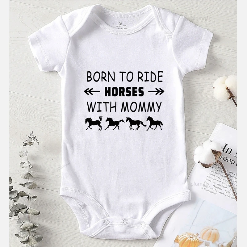 Ride Horses Print Mommy Baby Girls Clothes Winter One Piece Toddler Jumpsuits Cotton Romper for Babies Newborn Girl Outfit Baby Bodysuits classic Baby Rompers