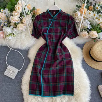 

Women Summer 2020 New Fashion Stand Collar Slim Fit Package Hip Elegant Dress Lady Short Sleeve Vestidos M133