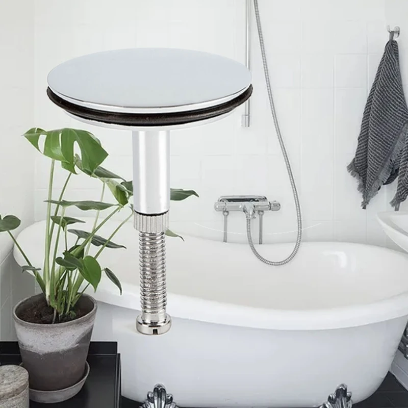 Tappo Di Scarico Per Lavabo E Vasca Da Bagno | 70 Mm Regolabile In Altezza | Ottone Cromato Con Doppia Guarnizione