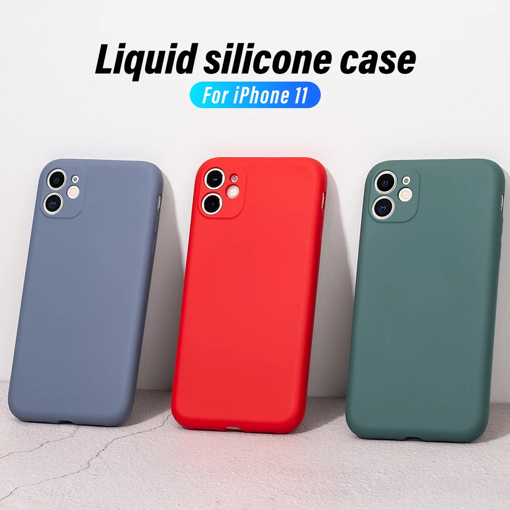 Жидкий силиконовый чехол для задней панели телефона iphone 11 Pro Max с полным покрытием