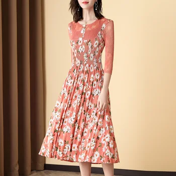 

Spring 2020 New Women's Early Spring Dress Fashion Floral Chiffon Dress