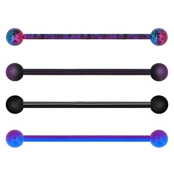 

Body Punk 14G 4PCS Stainless Steel Industrial Barbell Purple Black Splatter Industrial Earrings Industrial Piercing Jewelry